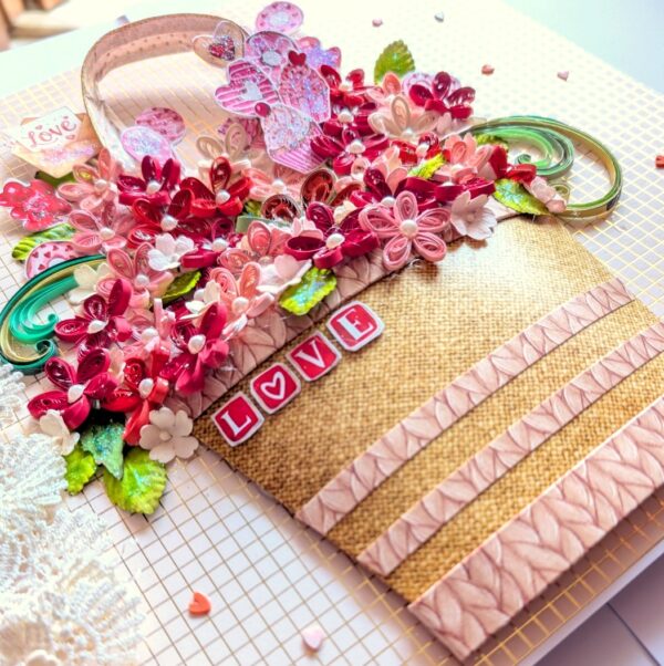 Quilled Valentine Floral Bouquet Greeting Card Quilled Valentine Floral Bouquet Greeting Card