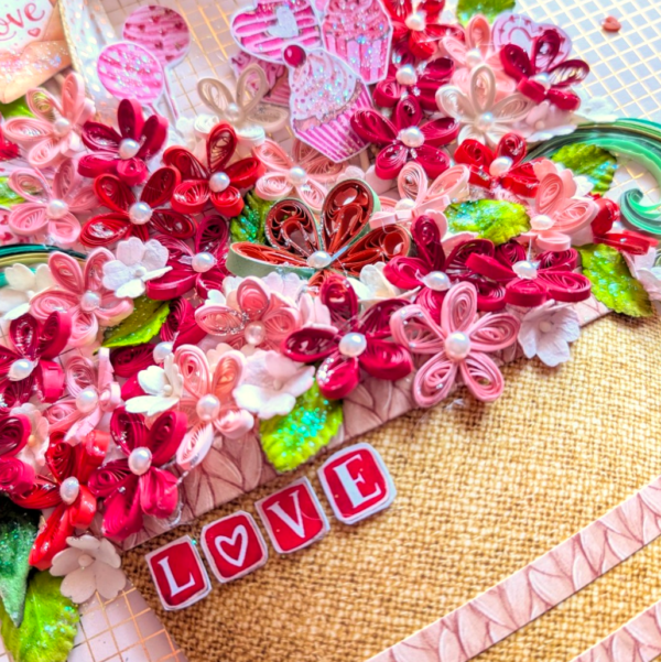 Quilled Valentine Floral Bouquet Greeting Card Quilled Valentine Floral Bouquet Greeting Card